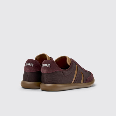 Back view of Pelotas Soller Burgundy Leather and Recycled PET Sneakers for Women.