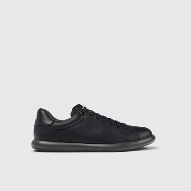 Side view of Pelotas Soller Black Leather Sneakers for Women.