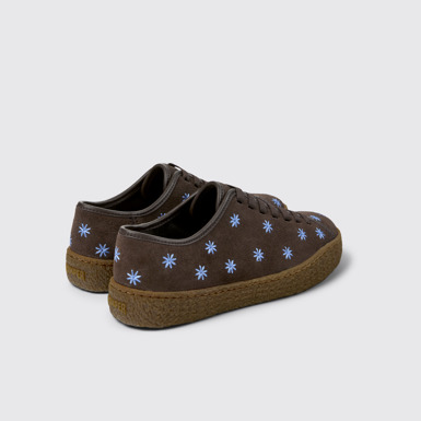 Back view of Peu Terreno Brown Suede and Leather Shoes for Women.