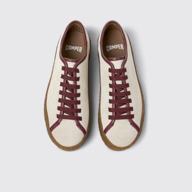 Overhead view of Peu Terreno Beige Suede and Leather Shoes for Women.