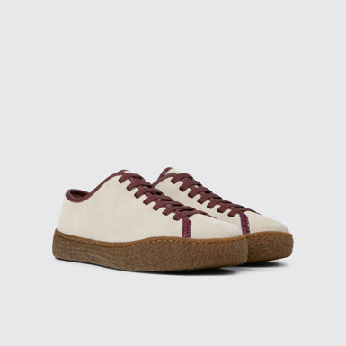 Front view of Peu Terreno Beige Suede and Leather Shoes for Women.