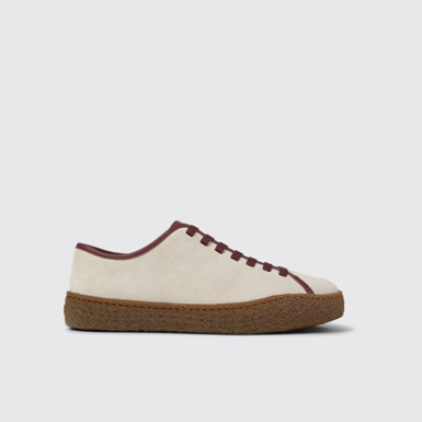 Side view of Peu Terreno Beige Suede and Leather Shoes for Women.