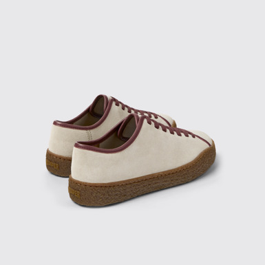 Back view of Peu Terreno Beige Suede and Leather Shoes for Women.