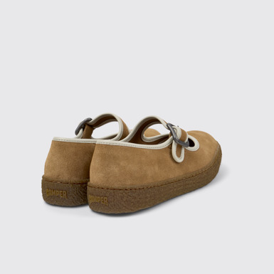 Back view of Peu Terreno Brown and Gray Nubuck Leather Sneakers for Women.