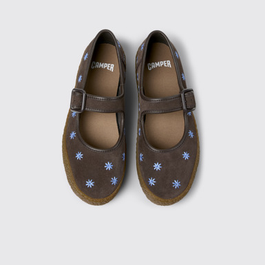 Peu Terreno Ballerines marron en daim et cuir pour femme.