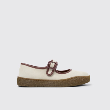 Peu Terreno Ballerines beiges en cuir et en daim pour femme.