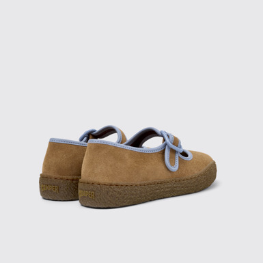 Back view of Peu Terreno Brown Suede and Leather Ballerinas for Women.