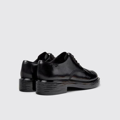 Back view of Twins Black Leather Shoes for Women.