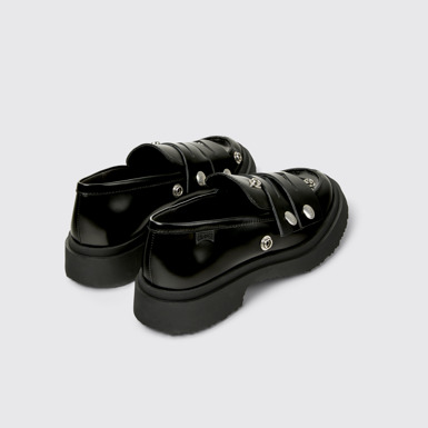 Back view of Twins Black Leather Moccasins for Women.