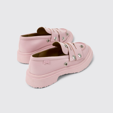 Back view of Twins Pink Leather Moccasins for Women.