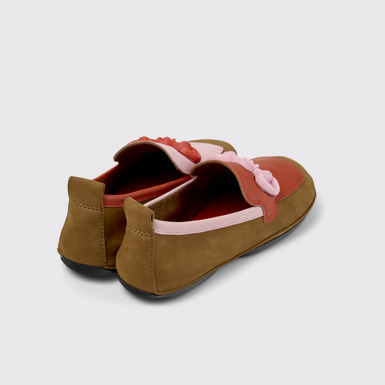 Back view of Twins Multicolor Nubuck and Leather Ballerina for Women.