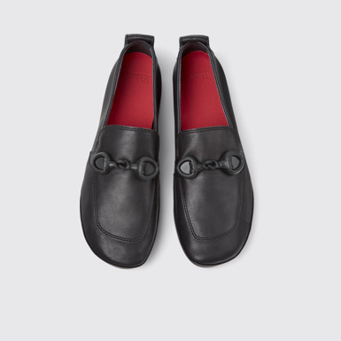 Overhead view of Right Nina Black Leather Ballerinas for Women.