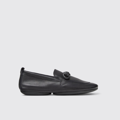 Side view of Right Nina Black Leather Ballerinas for Women.