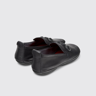 Back view of Right Nina Black Leather Ballerinas for Women.