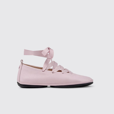 Side view of Right Nina Pink Leather Ballerinas for Women.
