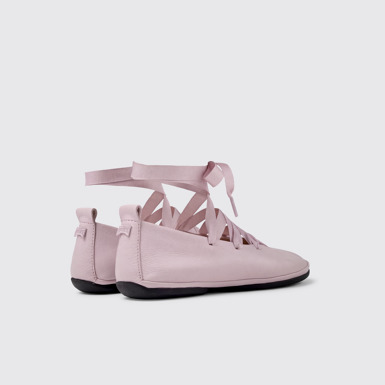 Back view of Right Nina Pink Leather Ballerinas for Women.