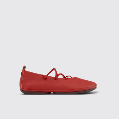 Side view of Right Nina Red Leather Ballerinas for Women.