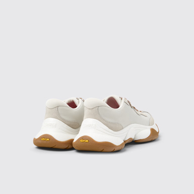 Back view of Karst 2 White and Gray Leather Sneakers for Women.