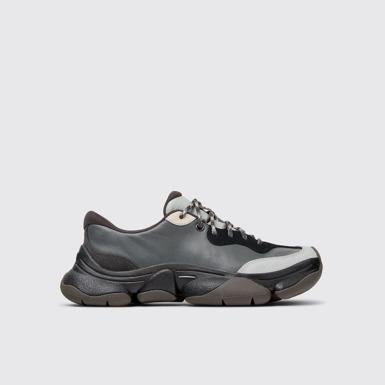 Twins Szaro-czarne sneakersy damskie ze skóry i nubuku.