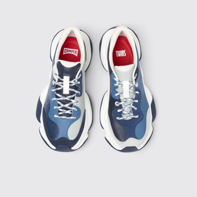 Twins Sneakers de piel azules y grises para mujer.
