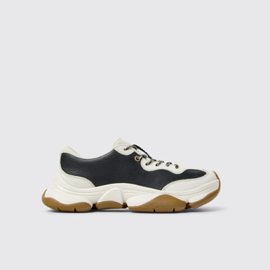 Side view of Twins White Leather Sneakers for Women.