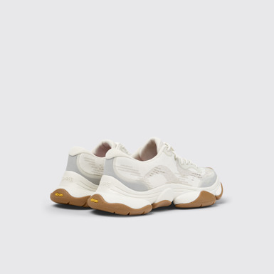 Back view of Karst 2 White and Beige Stitch-Free Recycled Engineered Materials Sneakers for Women.