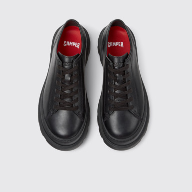Overhead view of Brutus+ Black Leather Shoes for Women.