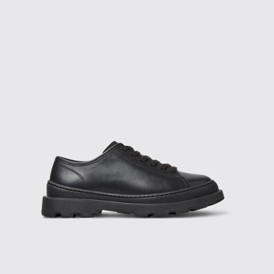 Side view of Brutus+ Black Leather Shoes for Women.