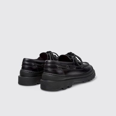Back view of Brutus+ Black Leather Shoes for Women.