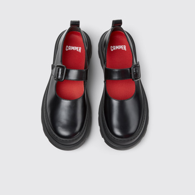 Overhead view of Brutus+ Black Leather Moccasins for Women.
