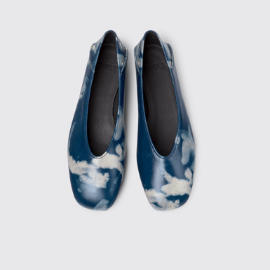 Casi Myra Bailarinas azules y grises de piel para mujer.