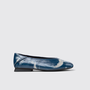 Casi Myra Bailarinas azules y grises de piel para mujer.