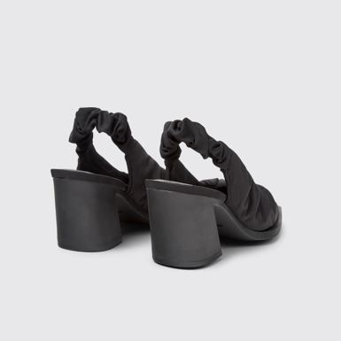 Back view of Karole Black Textile Semi-Open Shoes for Women.