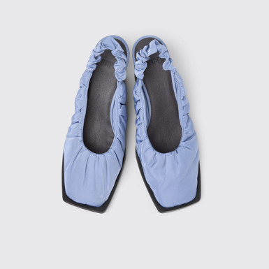 Overhead view of Karole Blue Textile Semi-Open Shoes for Women.