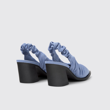 Back view of Karole Blue Textile Semi-Open Shoes for Women.