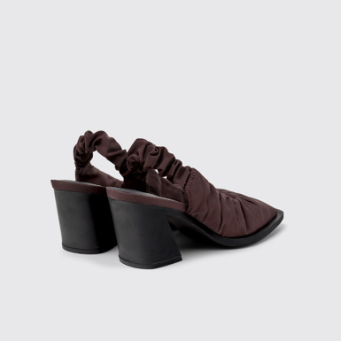 Back view of Karole Burgundy Textile Semi-Open Shoes for Women.