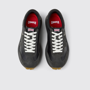 Overhead view of Pelotas Athens Black and Gray Leather and Nubuck Sneakers for Women.