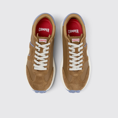 Pelotas Athens Baskets marron et bleu en cuir et nubuck pour femme.