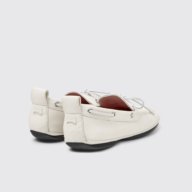 Back view of Right Nina White Leather Ballerinas for Women.