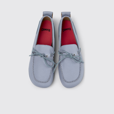 Overhead view of Right Nina Blue Leather Ballerinas for Women.