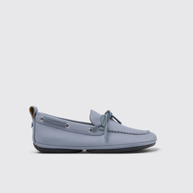 Side view of Right Nina Blue Leather Ballerinas for Women.