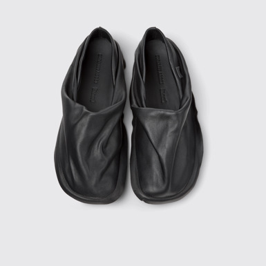 Overhead view of Camper x ISSEY MIYAKE - Peu Form Black Leather Women's Shoes.