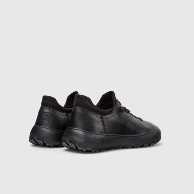 Back view of Peu Serra Black Leather Shoes for Women.