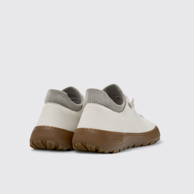 Back view of Peu Serra White Leather and Recycled PET Shoes for Women.