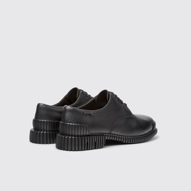 Back view of Pix Black Leather Shoes for Women.