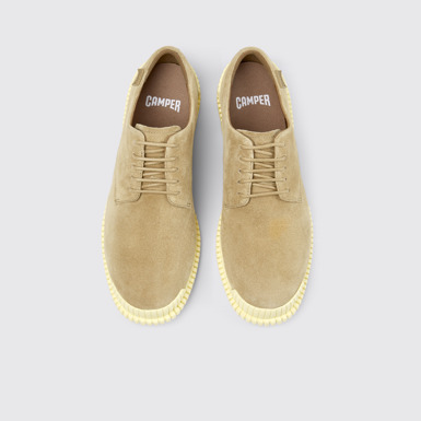 Overhead view of Pix Brown Suede Leather Shoes for Women.