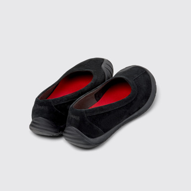 Back view of Peu Path Black Nubuck Sneakers for Women.
