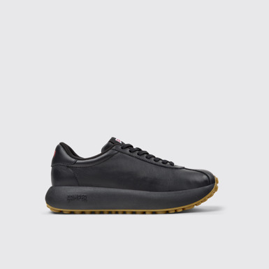 Side view of Pelotas Athens Black Leather Sneaker for Women.