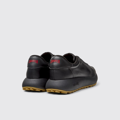 Back view of Pelotas Athens Black Leather Sneaker for Women.