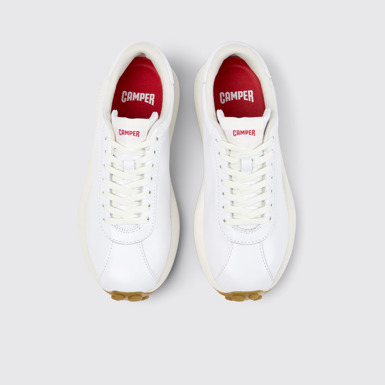 Overhead view of Pelotas Athens White Leather Sneakers for Women.